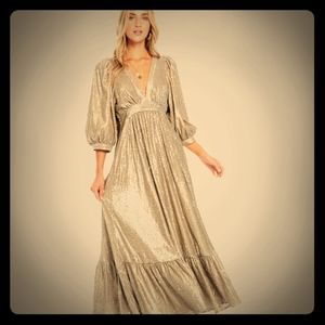 Salt Water Luxe gold sequin Wren Maxi Dress